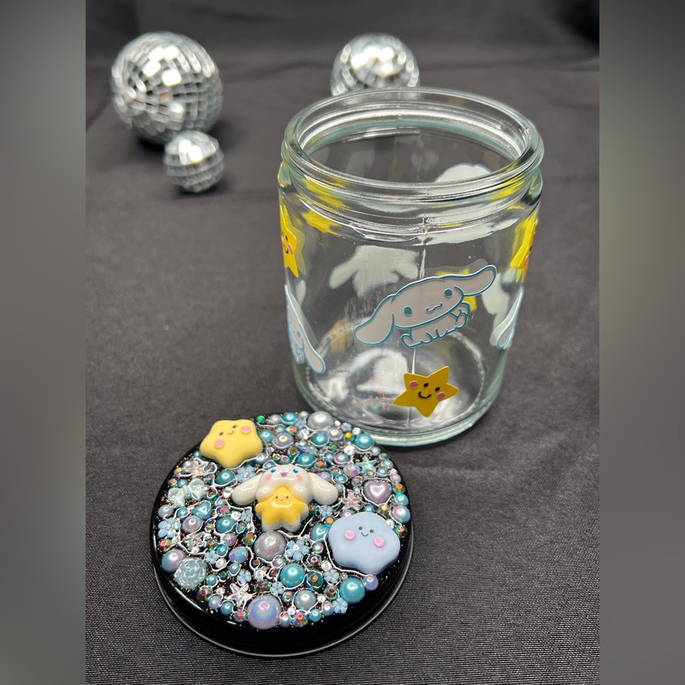 Cute Glass Stash Jar with Decorated Lid